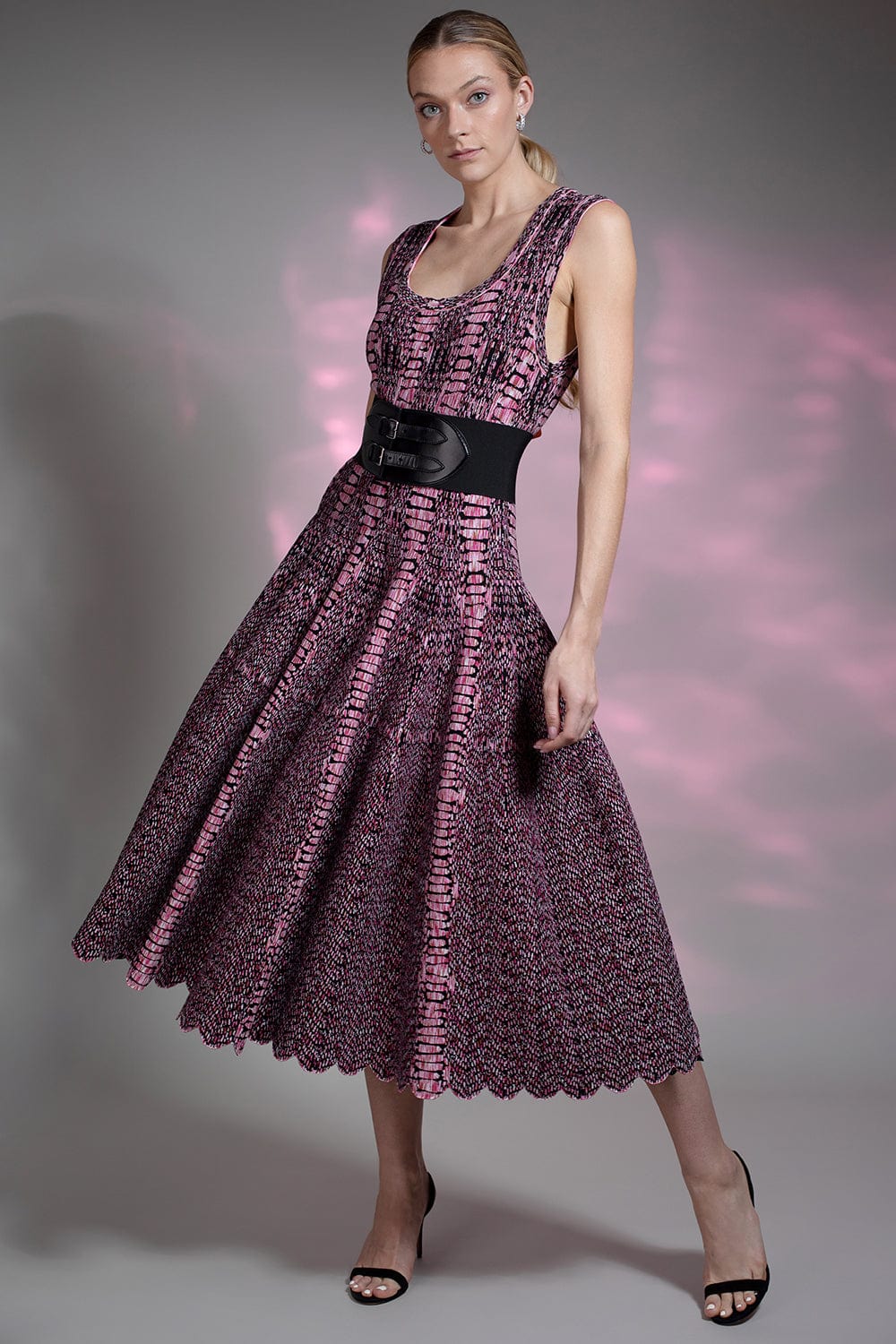 ALAÏA-Maxi Dress With Python Jacquard-MULTI