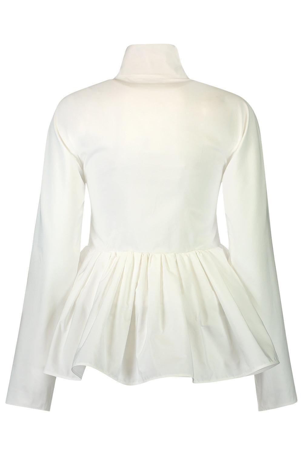 Front Zip Peplum Jacket-BLANC-34-CLOTHINGJACKETCASUAL-ALAÏA