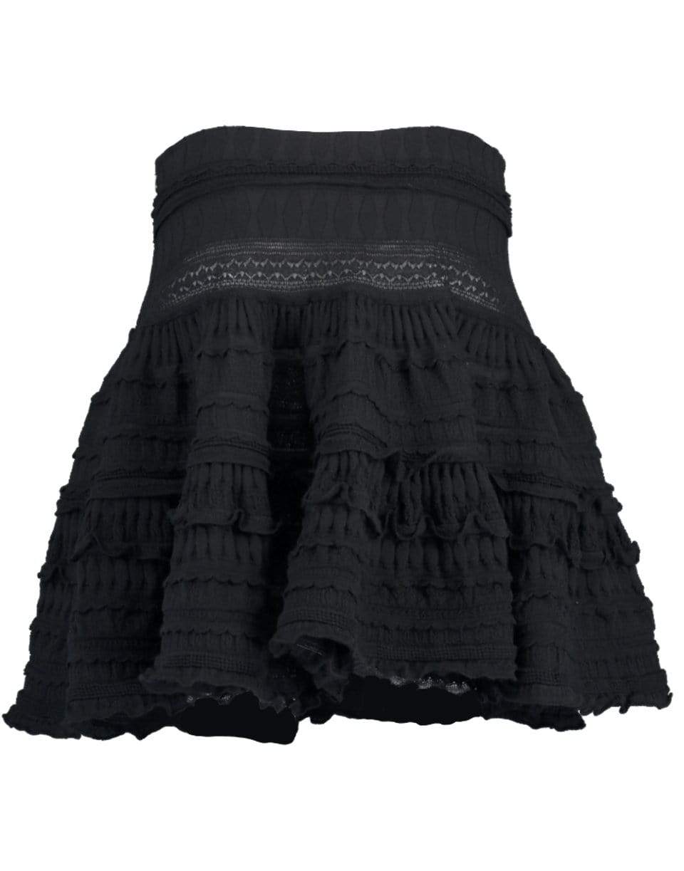 ALAÏA-Mesh Laine Knit Skirt-NOIR