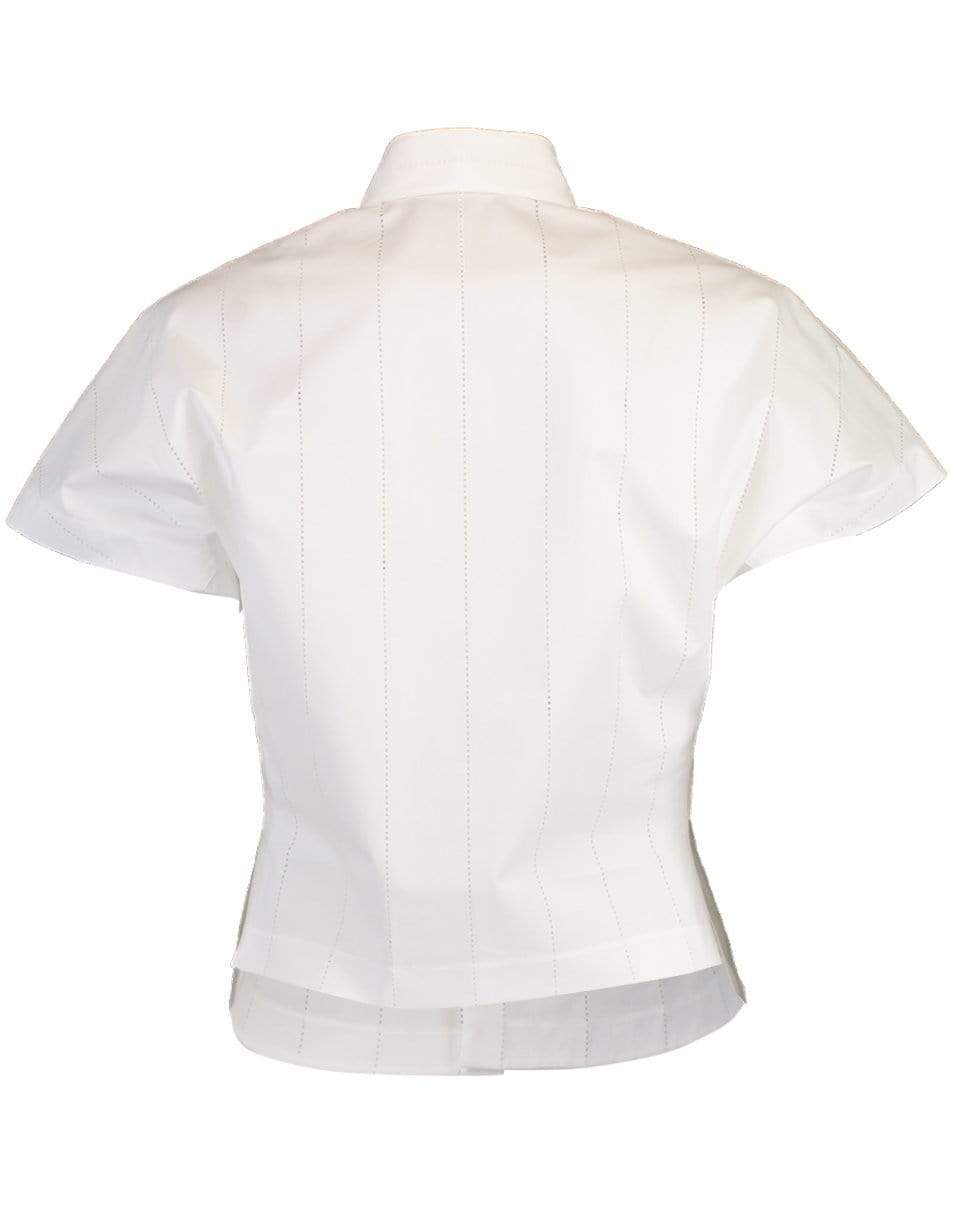 ALAÏA-Short Sleeve Collared Button Down Blouse-