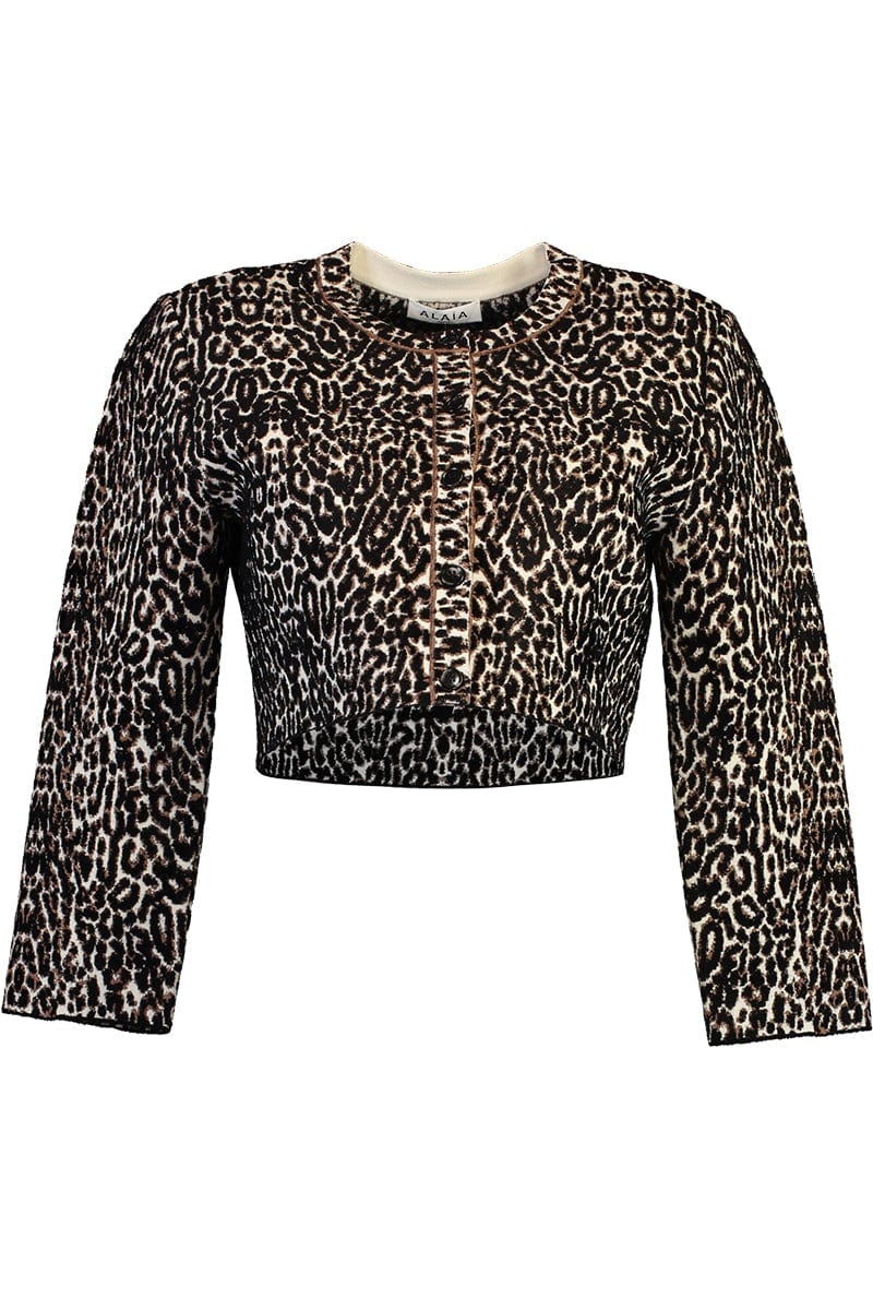ALAÏA-Cardigan With Leopard Jacquard-