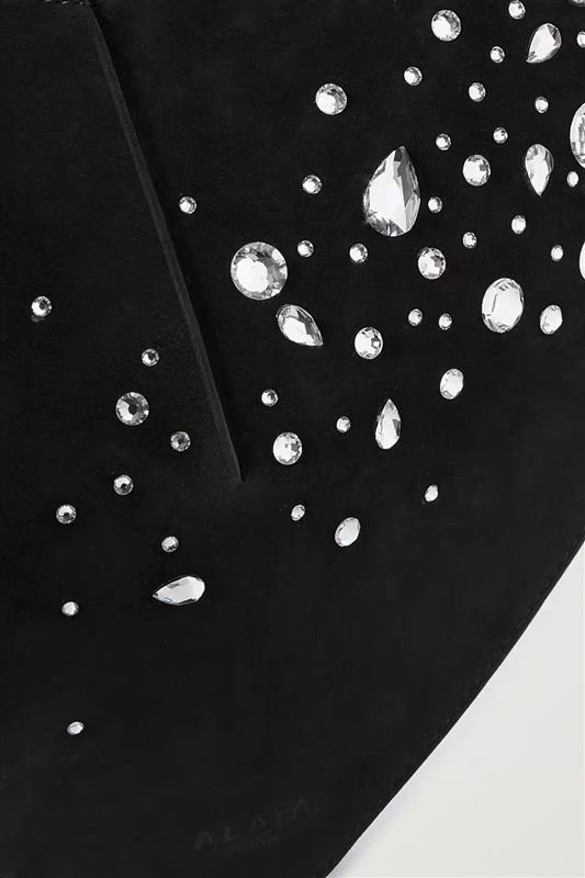 ALAÏA-Embellished Le Coeur Bag-NOIR