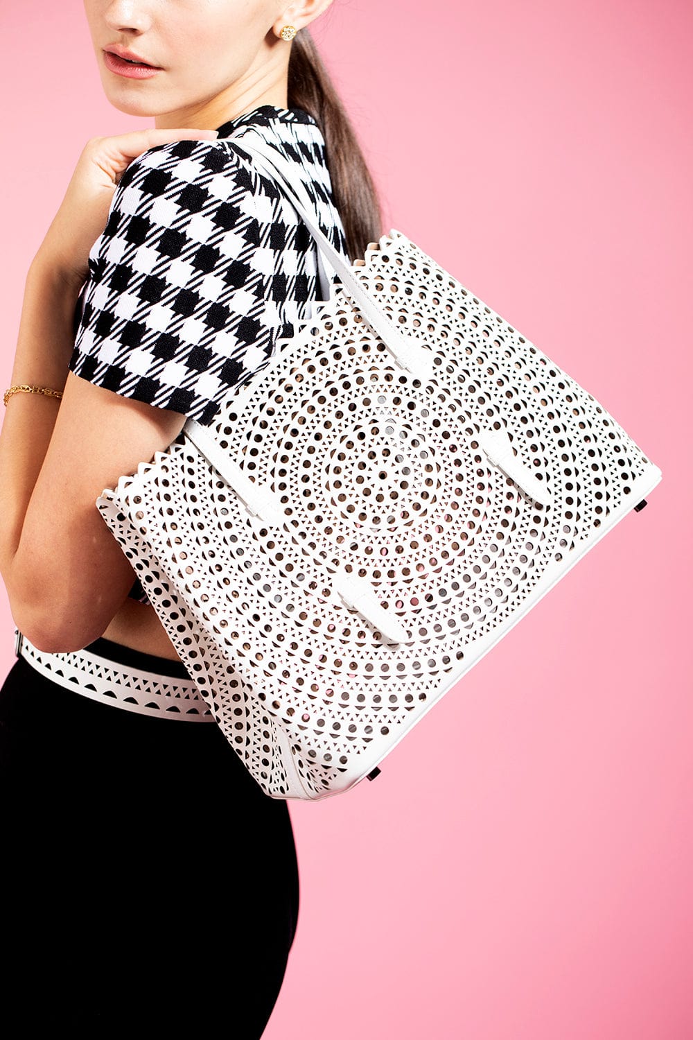 ALAÏA-Mina 32 Tote Bag-BLANC