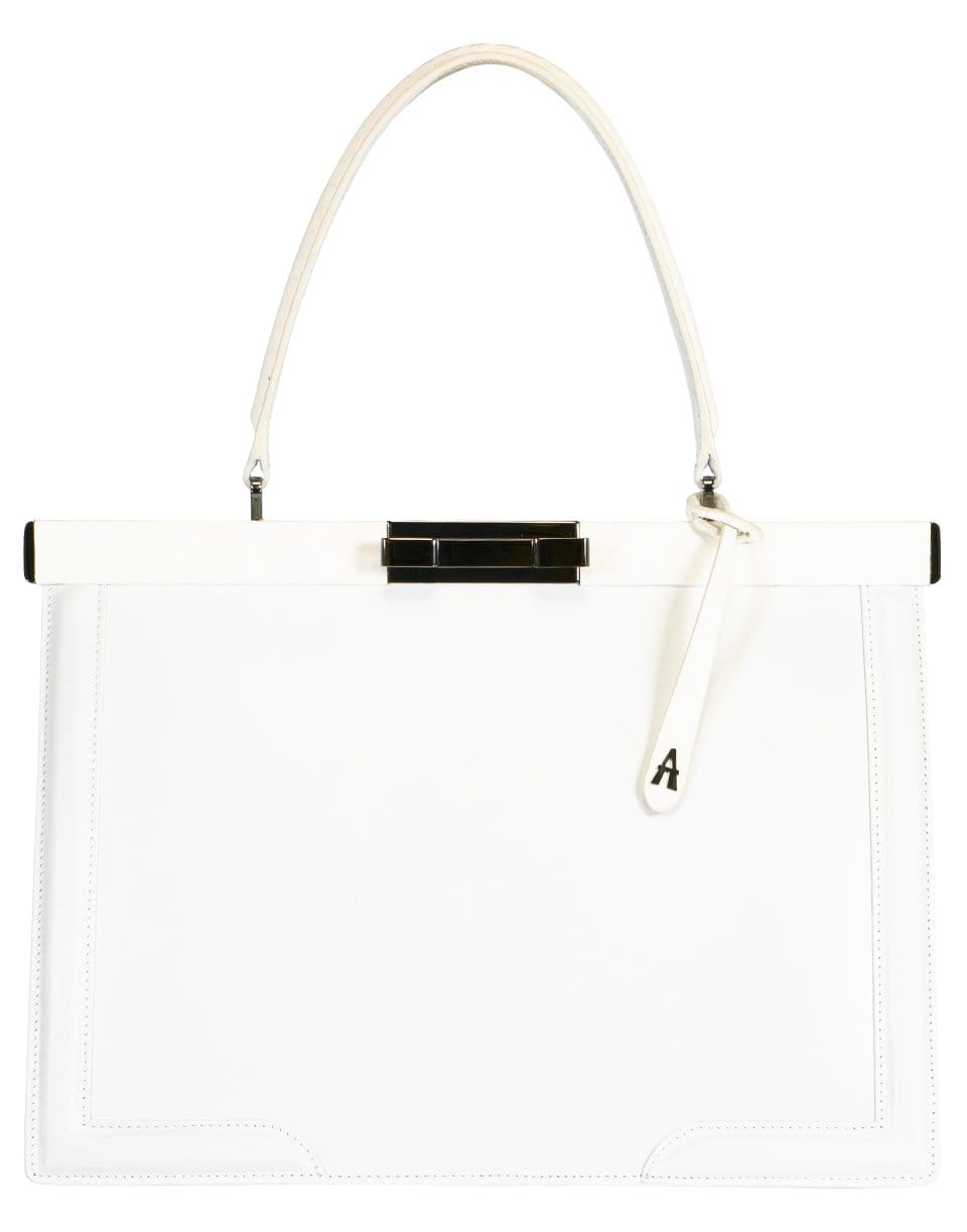 ALAÏA-White Top Handle Bag-BLANC