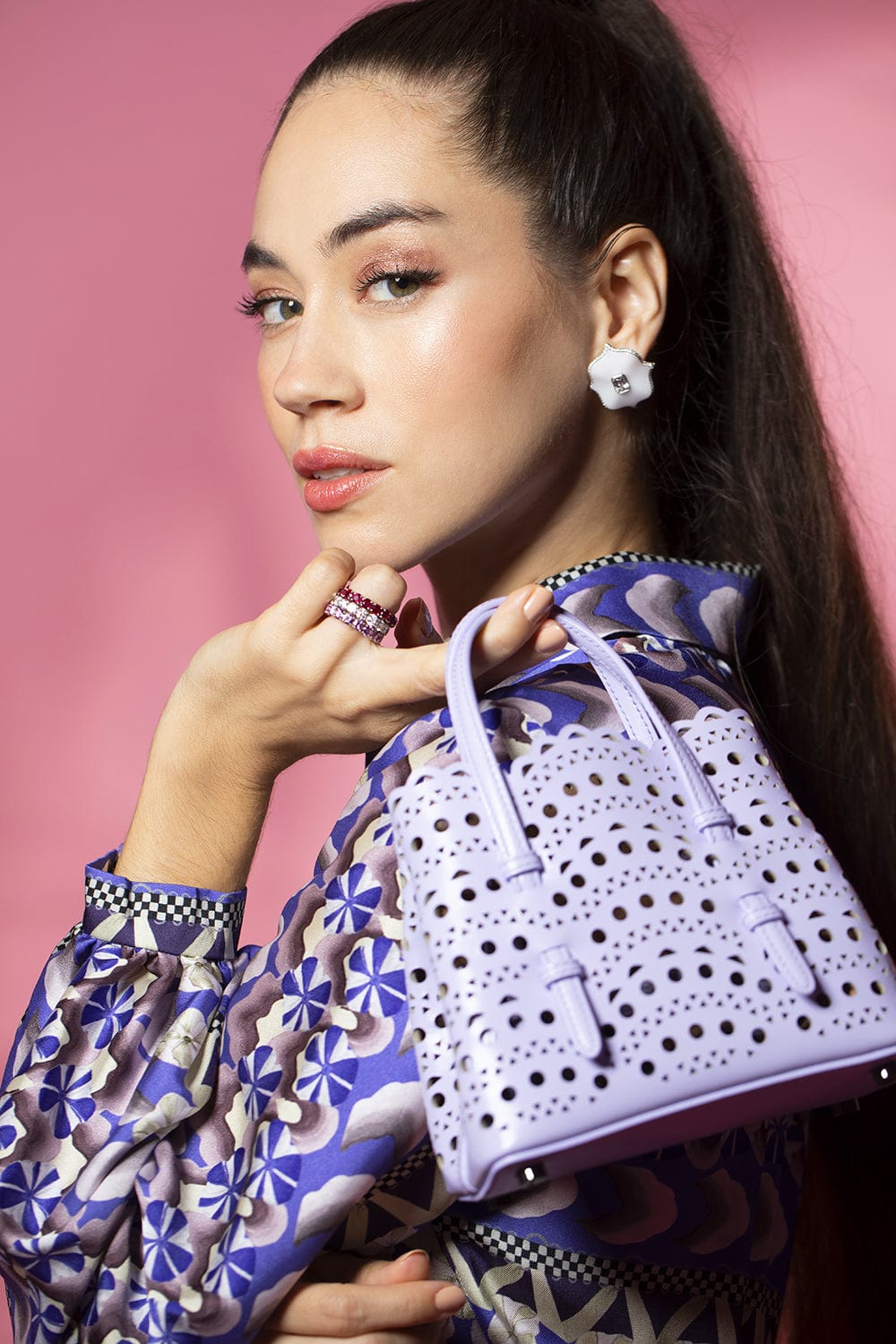 ALAÏA-Mini Mina Bag - Parme-PARME