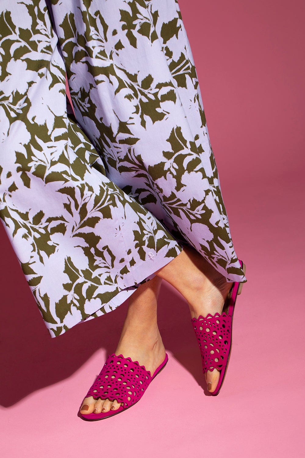 ALAÏA-Flat Mule - Rose-