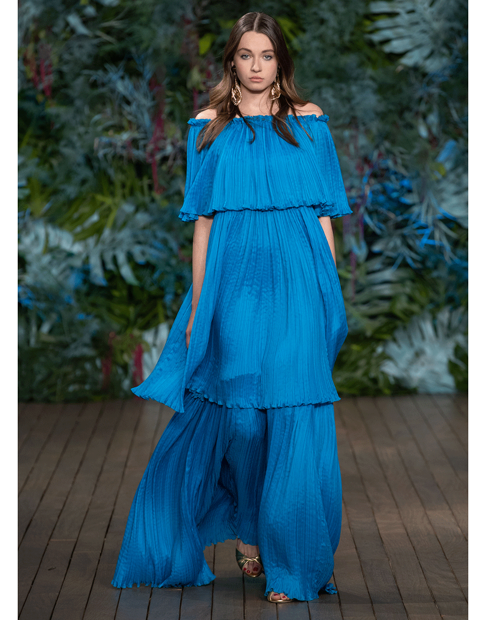 alberta ferretti off the shoulder dress Pongee Dress