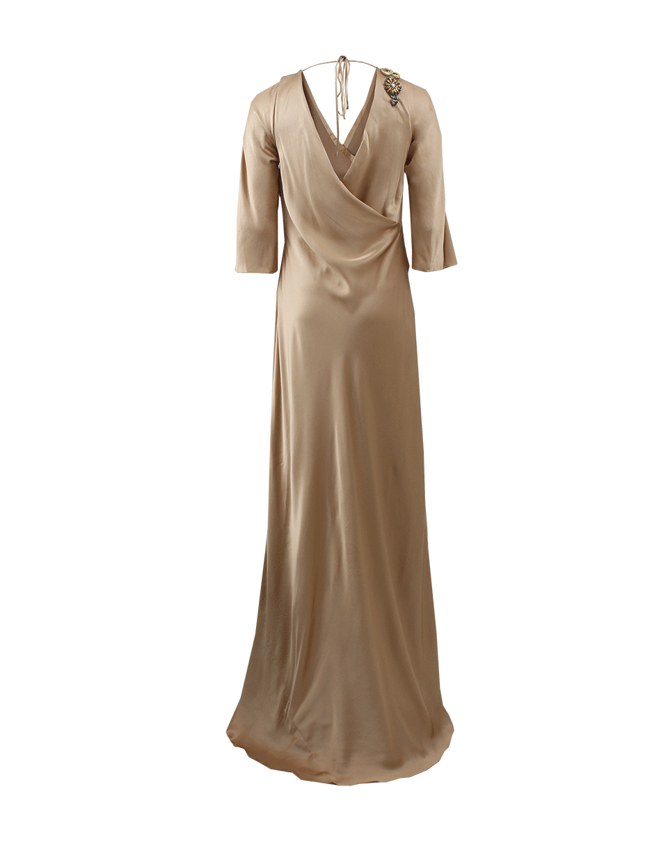 ALBERTA FERRETTI-Three-Quarter Sleeve Gown-GOLD