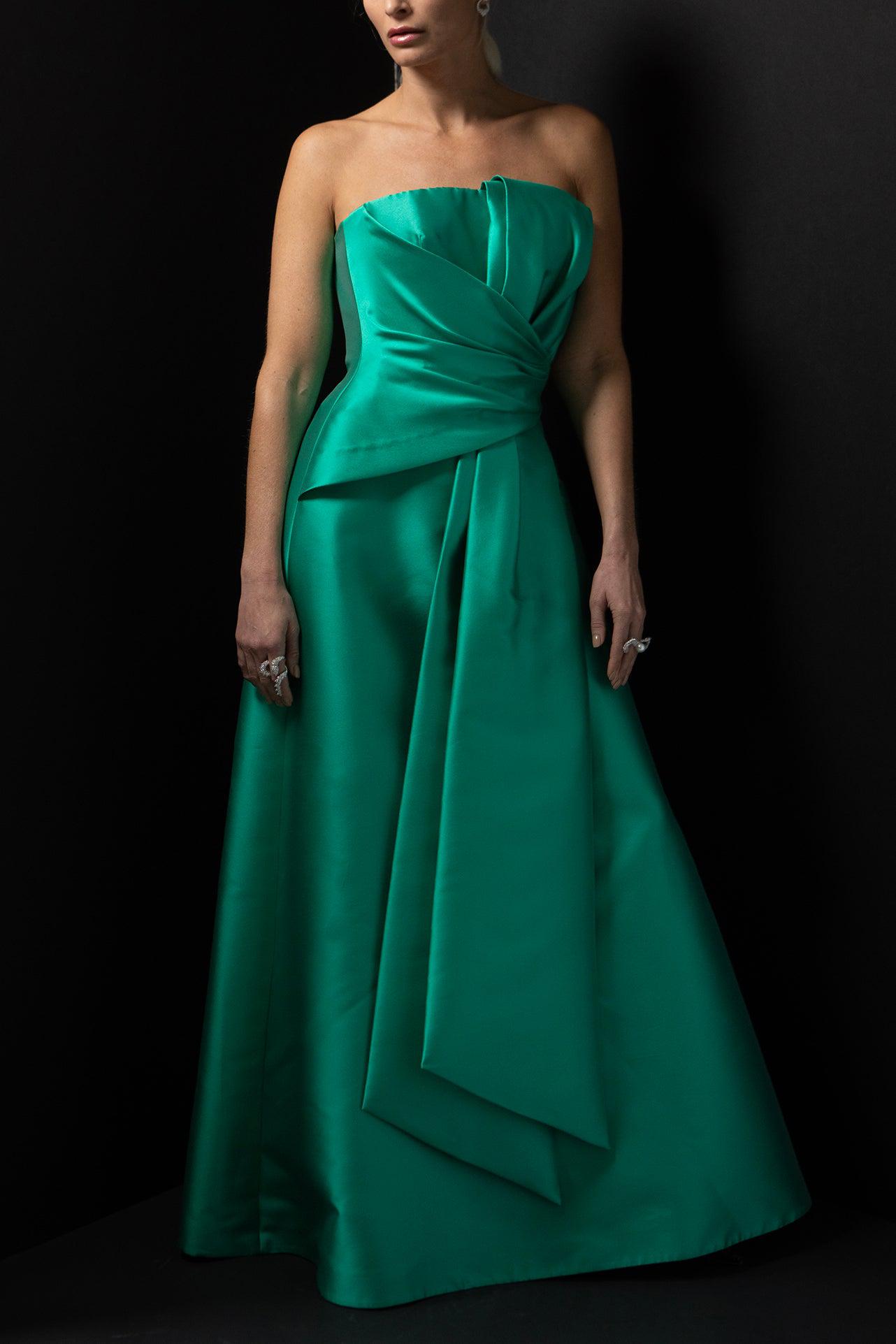 ALBERTA FERRETTI-Strapless Mikado Wrap Gown-