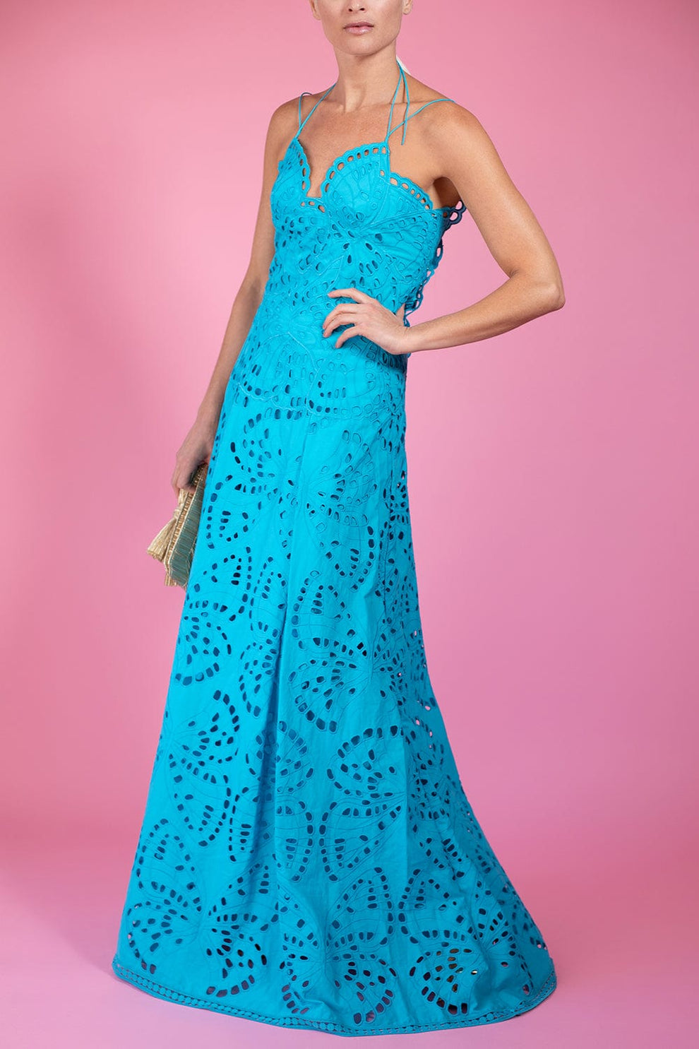 alberta ferretti blue lace dress Butterfly Eyelet Gown