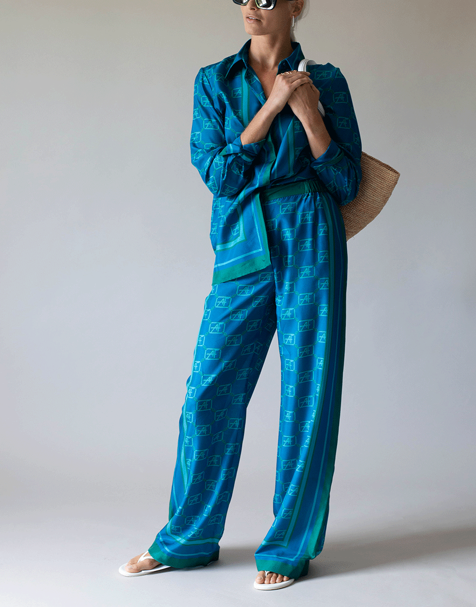 ALBERTA FERRETTI-Fantasy Blue AF Silk Printed Palazzo Pant-