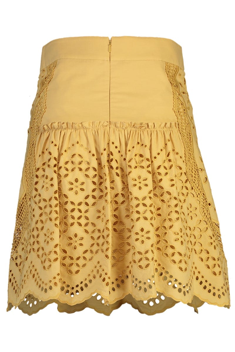 ALBERTA FERRETTI-Eyelet Short Skirt - Gold-