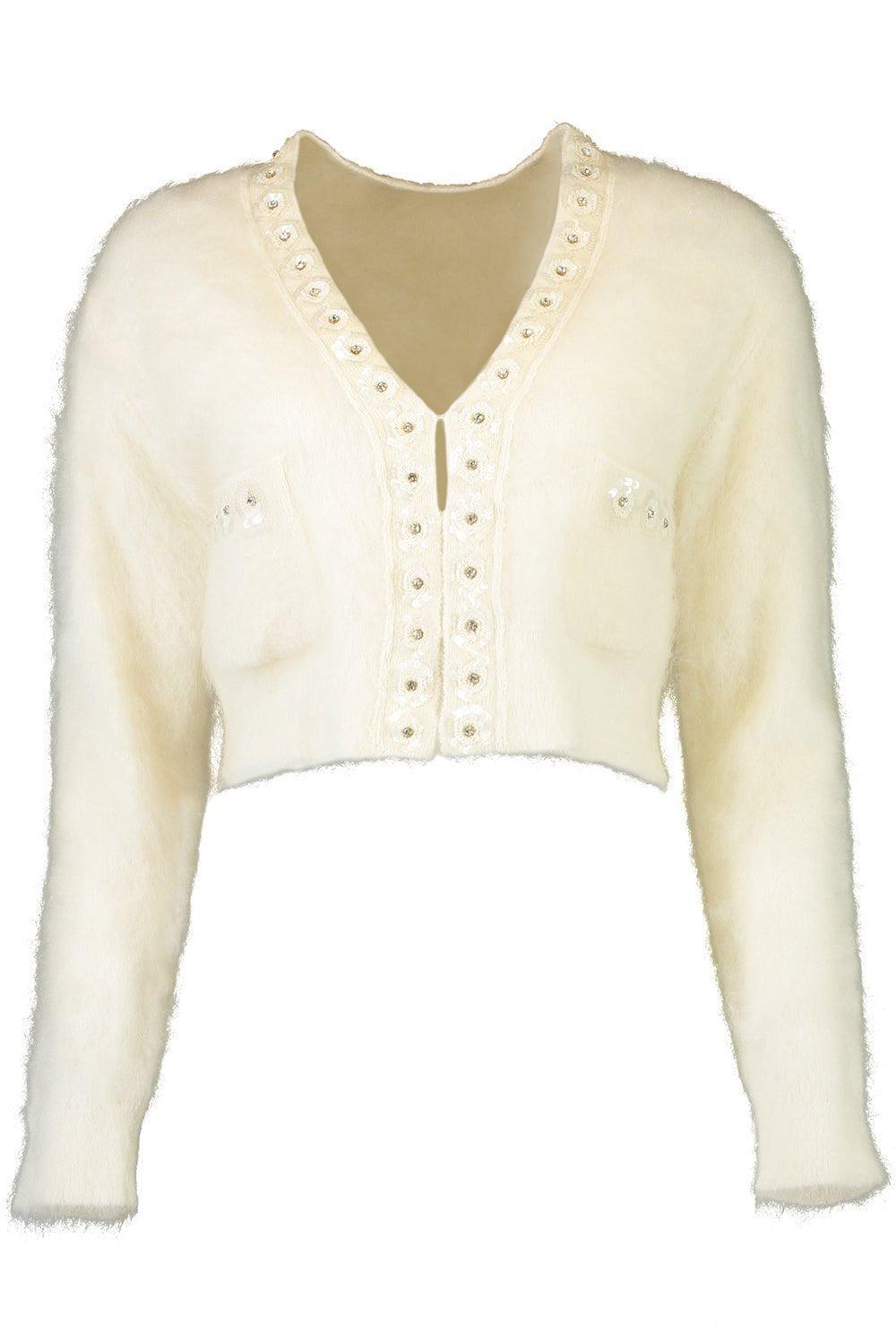 ALBERTA FERRETTI-Cropped Cardigan - White-
