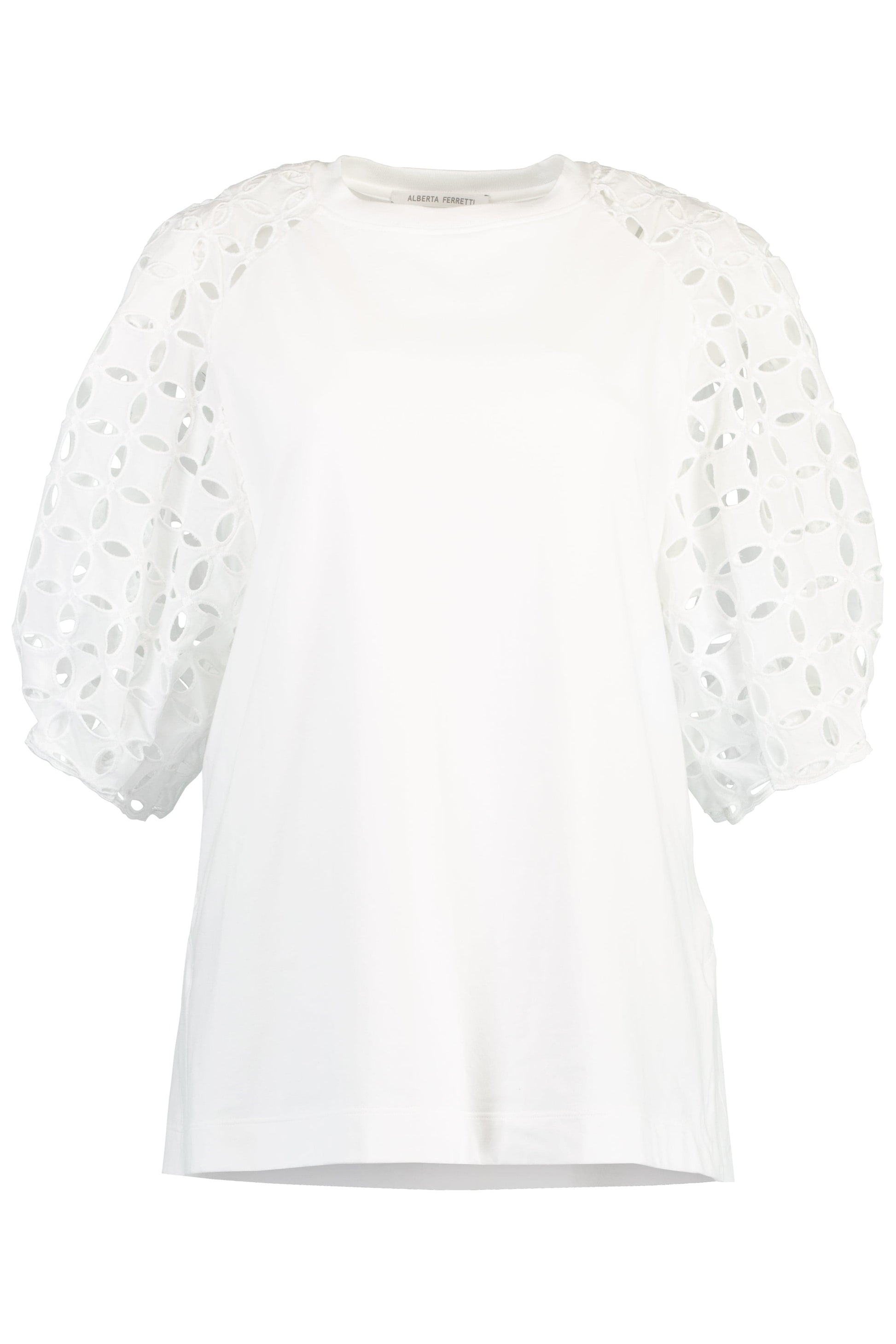 ALBERTA FERRETTI-Eyelet Sleeve T-Shirt-
