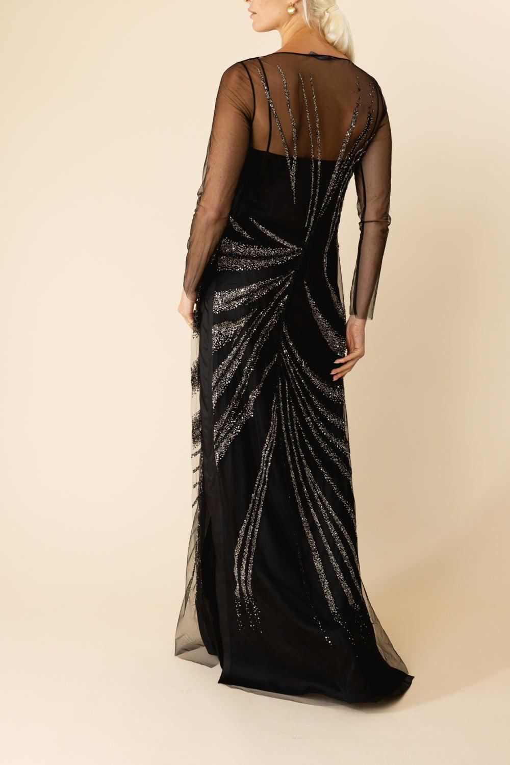 ALBERTA FERRETTI-Long Sleeve Beaded Dress-