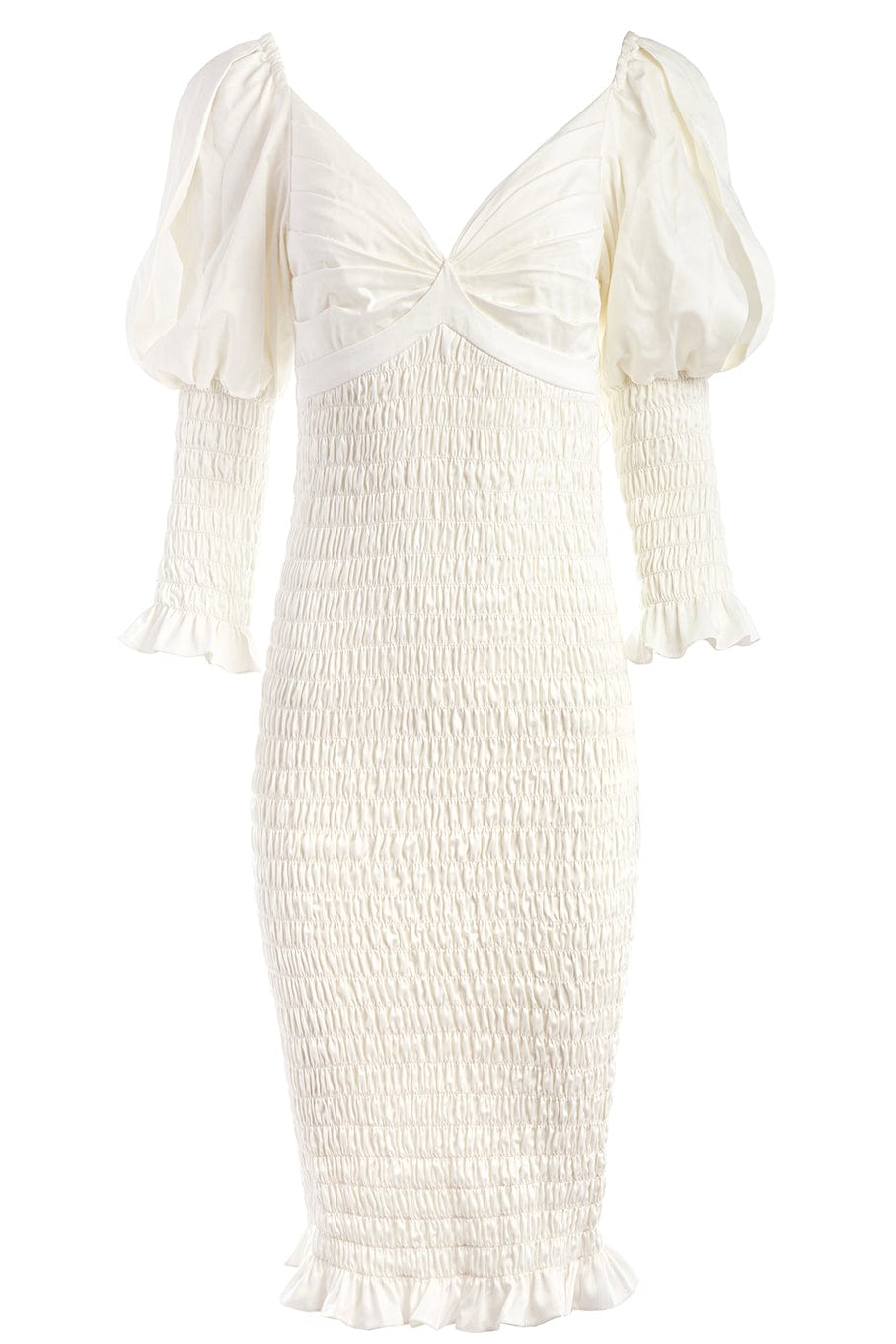 ALEJANDRA ALONSO ROJAS-Shirred Cotton Sweetheart Dress-