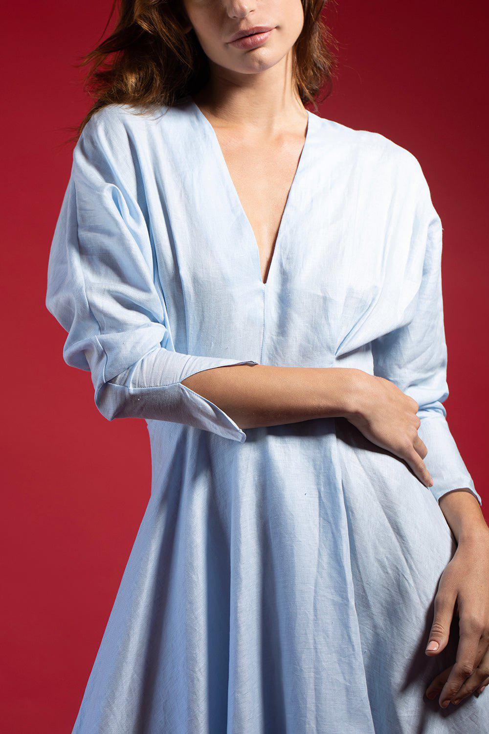ALEJANDRA ALONSO ROJAS-V-Neck Faux Wrap Dress-