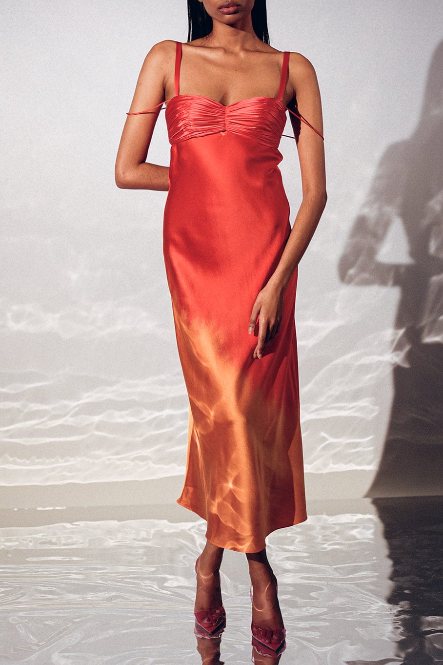 ALEJANDRA ALONSO ROJAS-Slip Dress With Ruching-