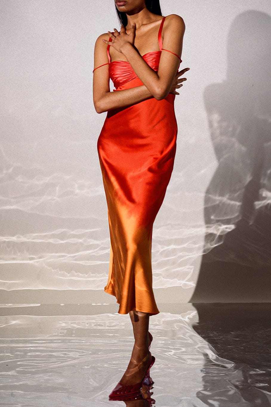 ALEJANDRA ALONSO ROJAS-Slip Dress With Ruching-