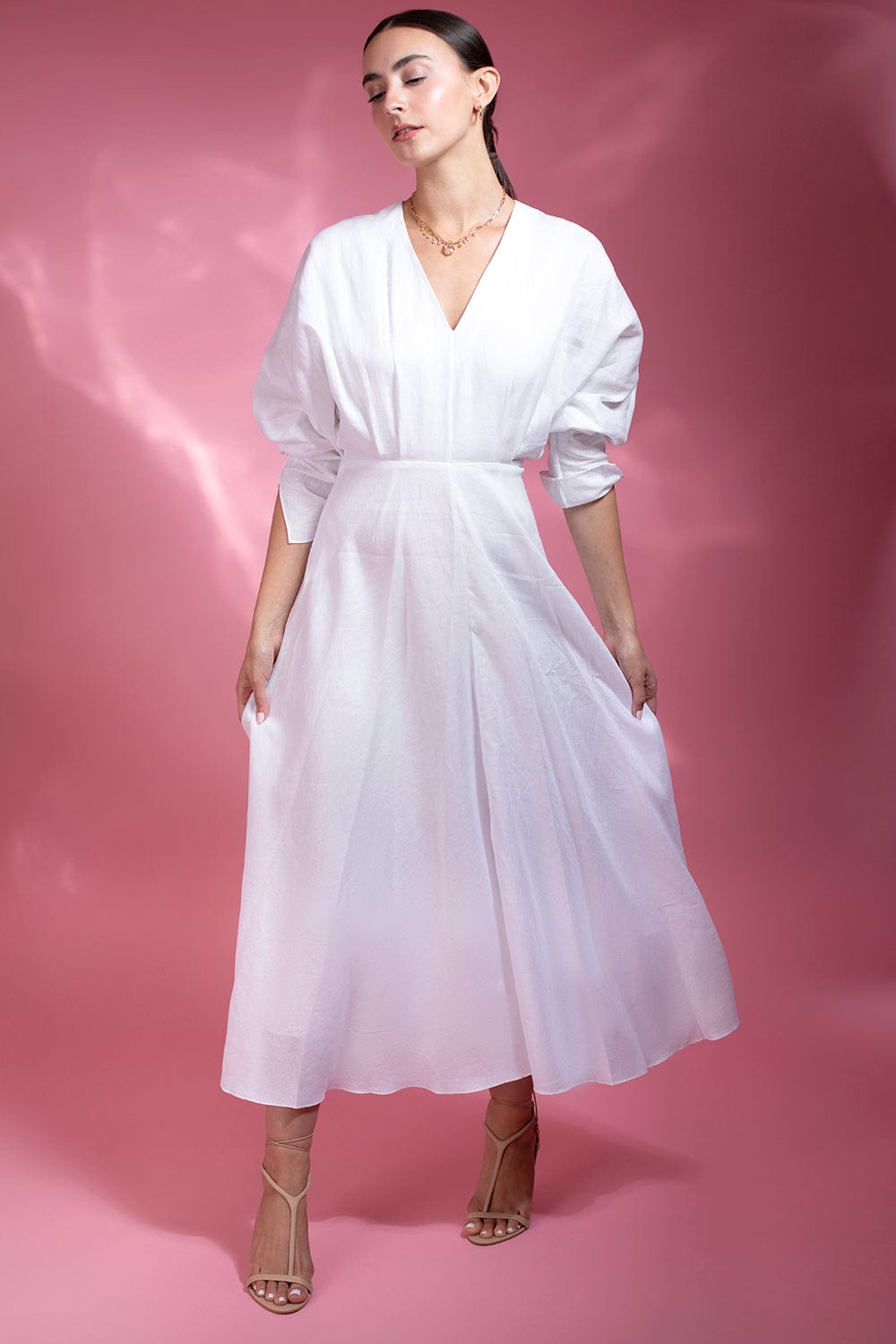 ALEJANDRA ALONSO ROJAS-Long Sleeve V Neck Dress-