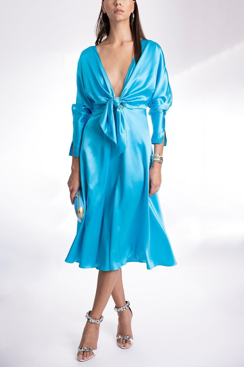 ALEJANDRA ALONSO ROJAS-Long Sleeve Tie Front Dress-