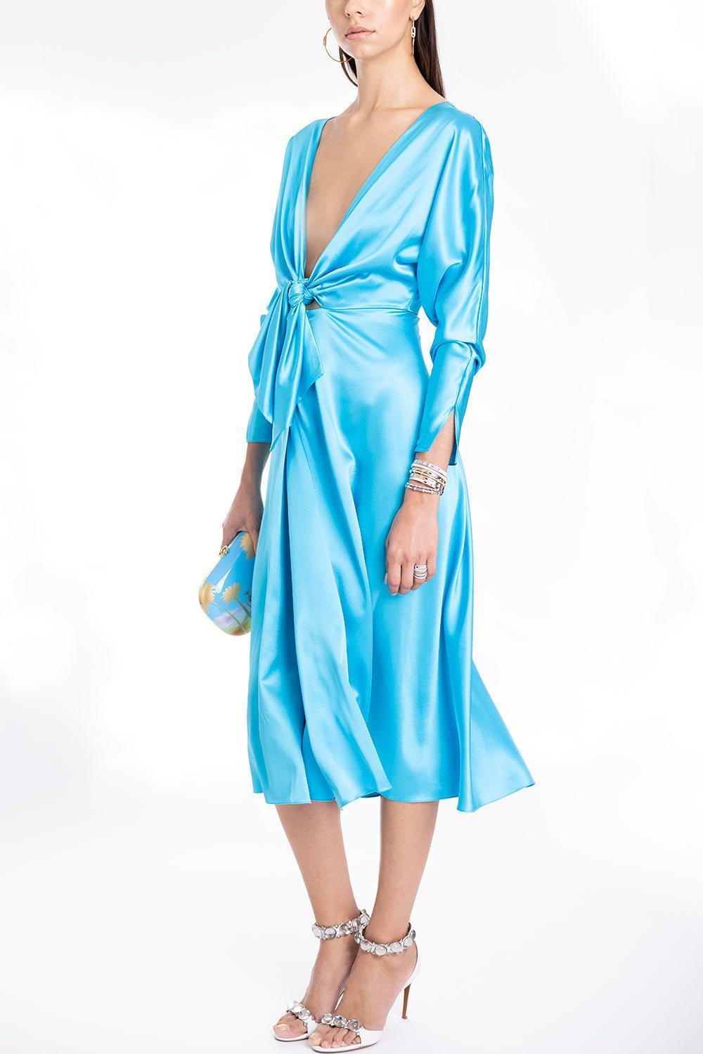 ALEJANDRA ALONSO ROJAS-Long Sleeve Tie Front Dress-