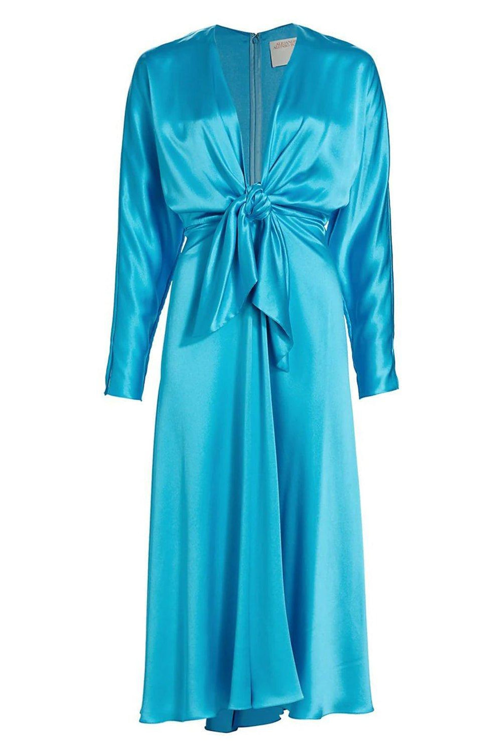 Alejandra Alonso Rojas Tie-front Long-sleeve Midi Dress - Blue Alejandra Alonso Rojas Tie-front Long-sleeve Midi Dress - Blue