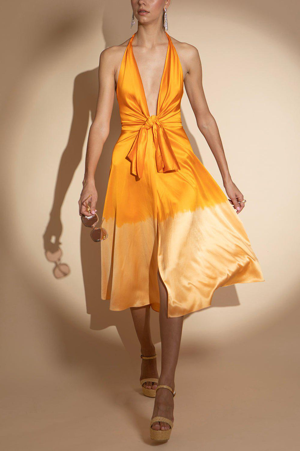 Tie Front Halter Neck Dress
