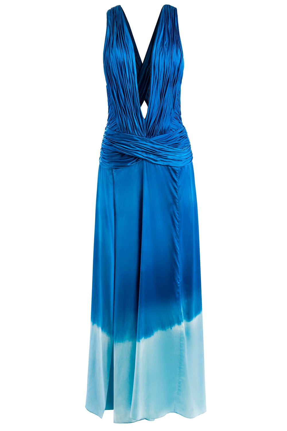 ALEJANDRA ALONSO ROJAS-Plunging V Neck Draped Gown-