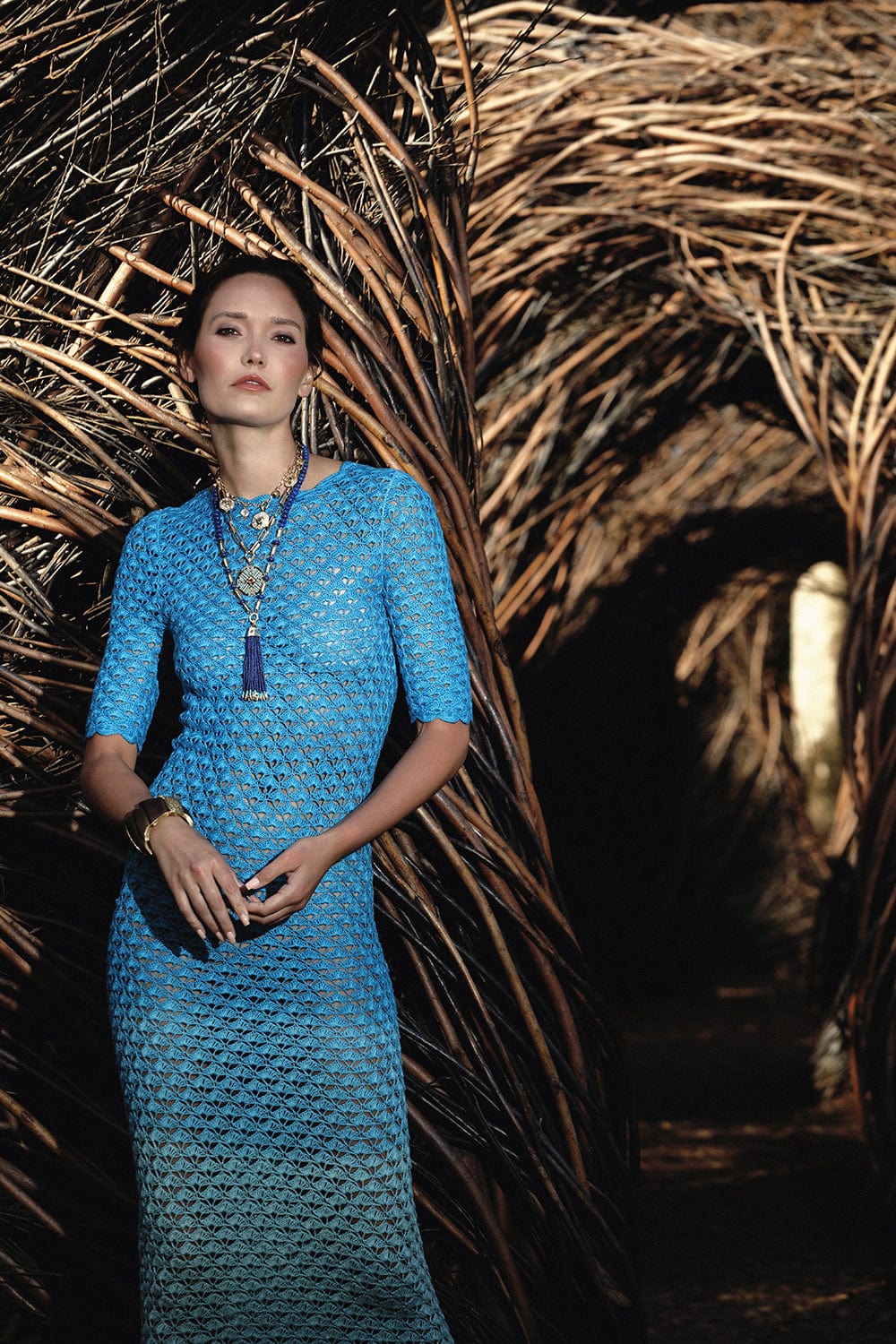 ALEJANDRA ALONSO ROJAS-Crochet Dress With Fringe-