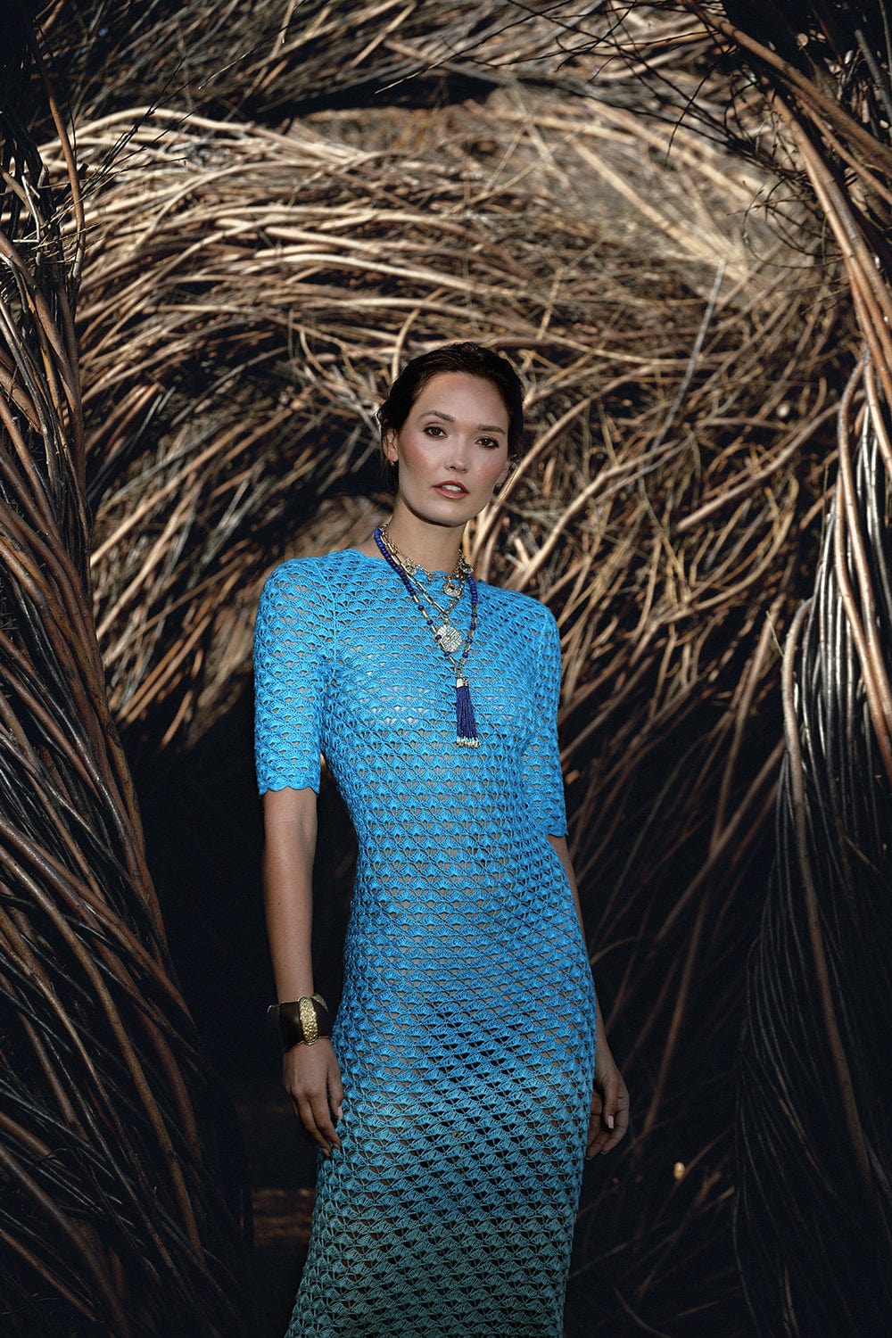 ALEJANDRA ALONSO ROJAS-Crochet Dress With Fringe-