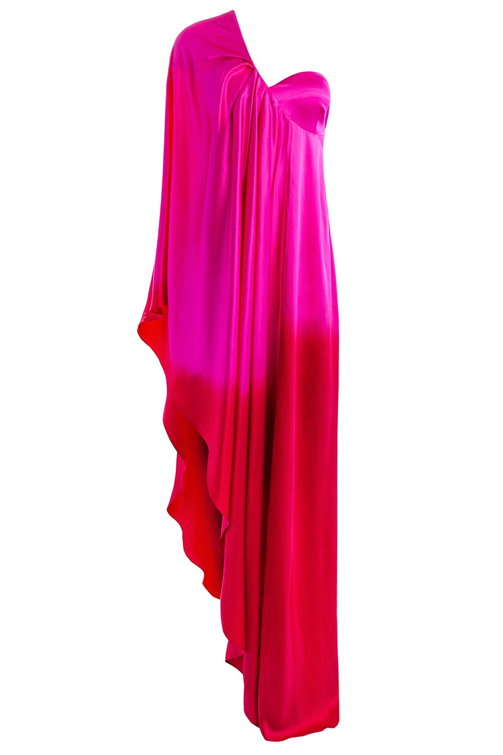 ALEJANDRA ALONSO ROJAS-One Shoulder Bustier Dress-FUCHSIA DEGRADE