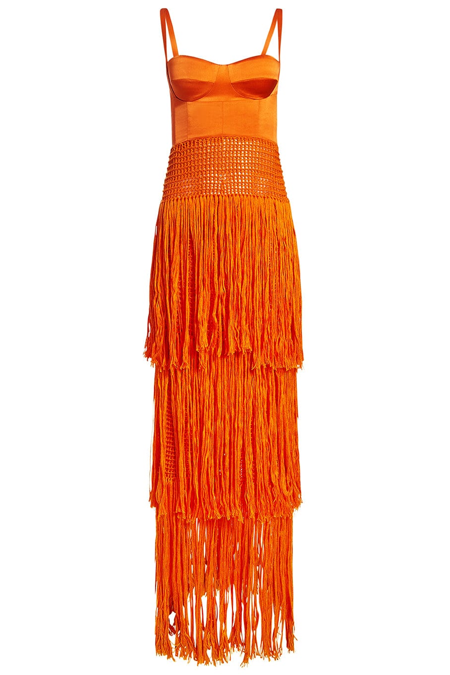 ALEJANDRA ALONSO ROJAS-Bustier Fringe Crochet Dress-