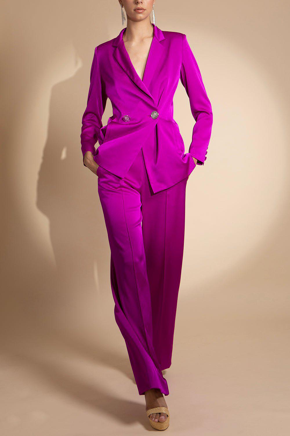 ALEJANDRA ALONSO ROJAS-Classic Wide Leg Pant - Magenta-