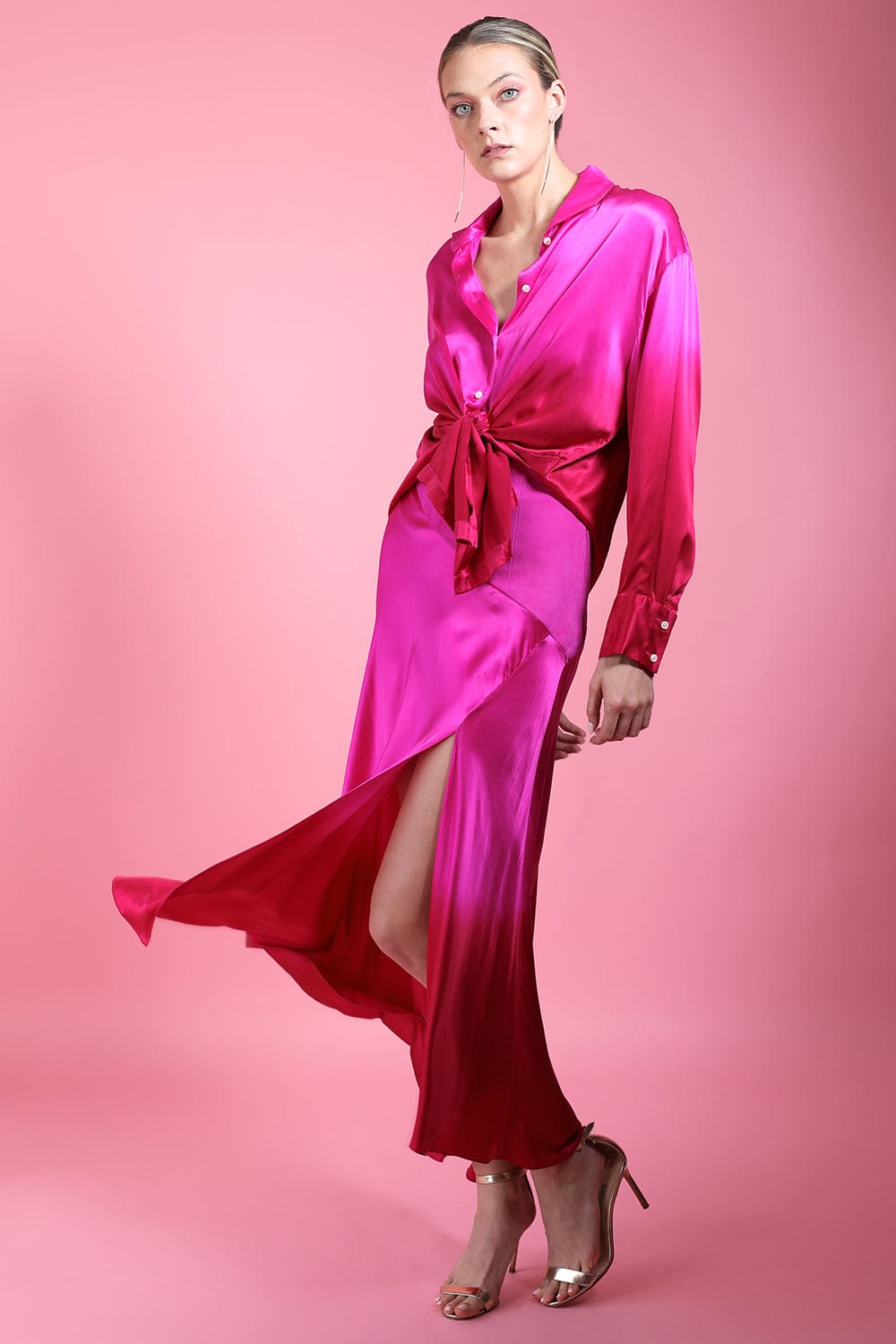 ALEJANDRA ALONSO ROJAS-Suede Silk Combo Skirt-