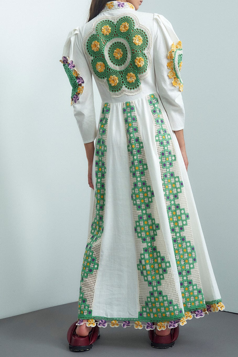 ALEMAIS-Ramona Crochet Midi Dress-