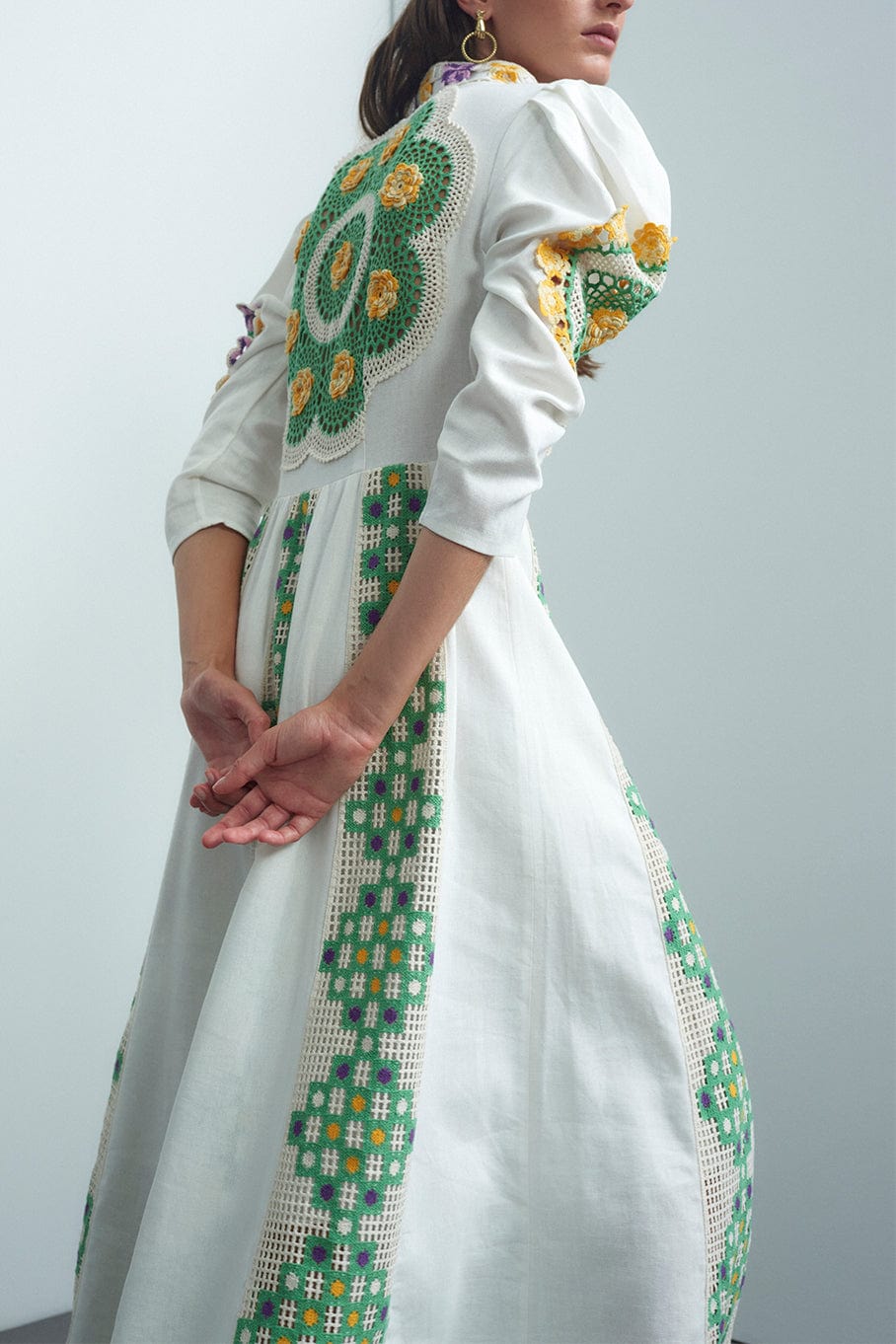 ALEMAIS-Ramona Crochet Midi Dress-