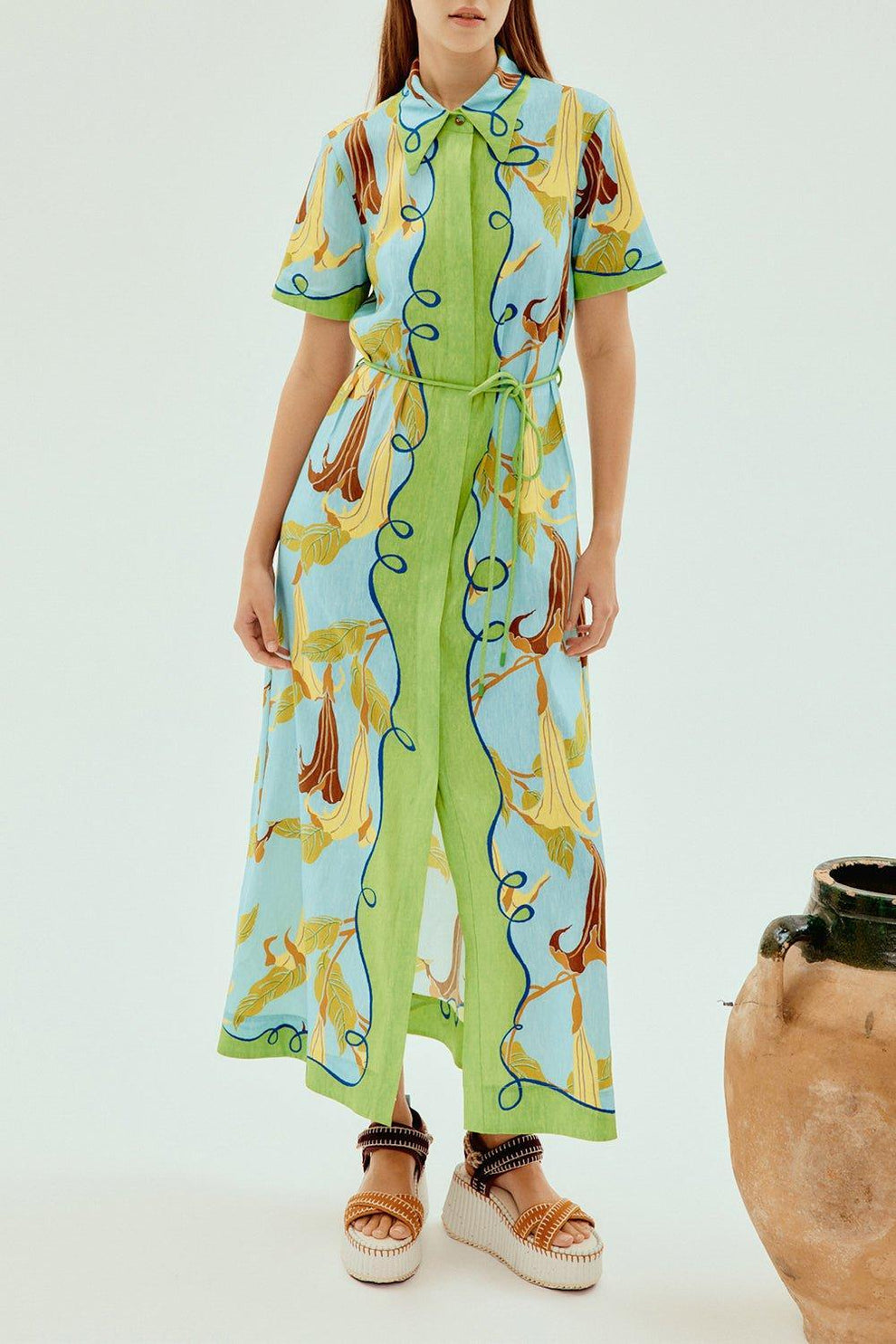 alemais green shirt dress Alemais - Sara green silk shirt dress 6217D