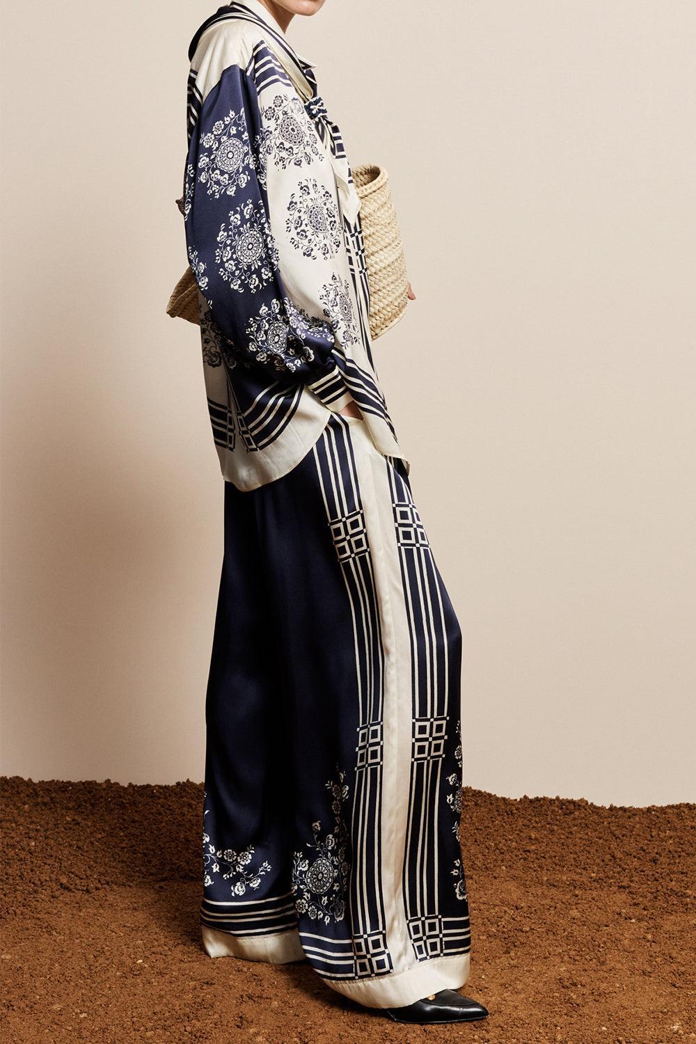 Banderra Scarf Shirt-BLUE-0-CLOTHINGTOPBLOUSE-ALEMAIS