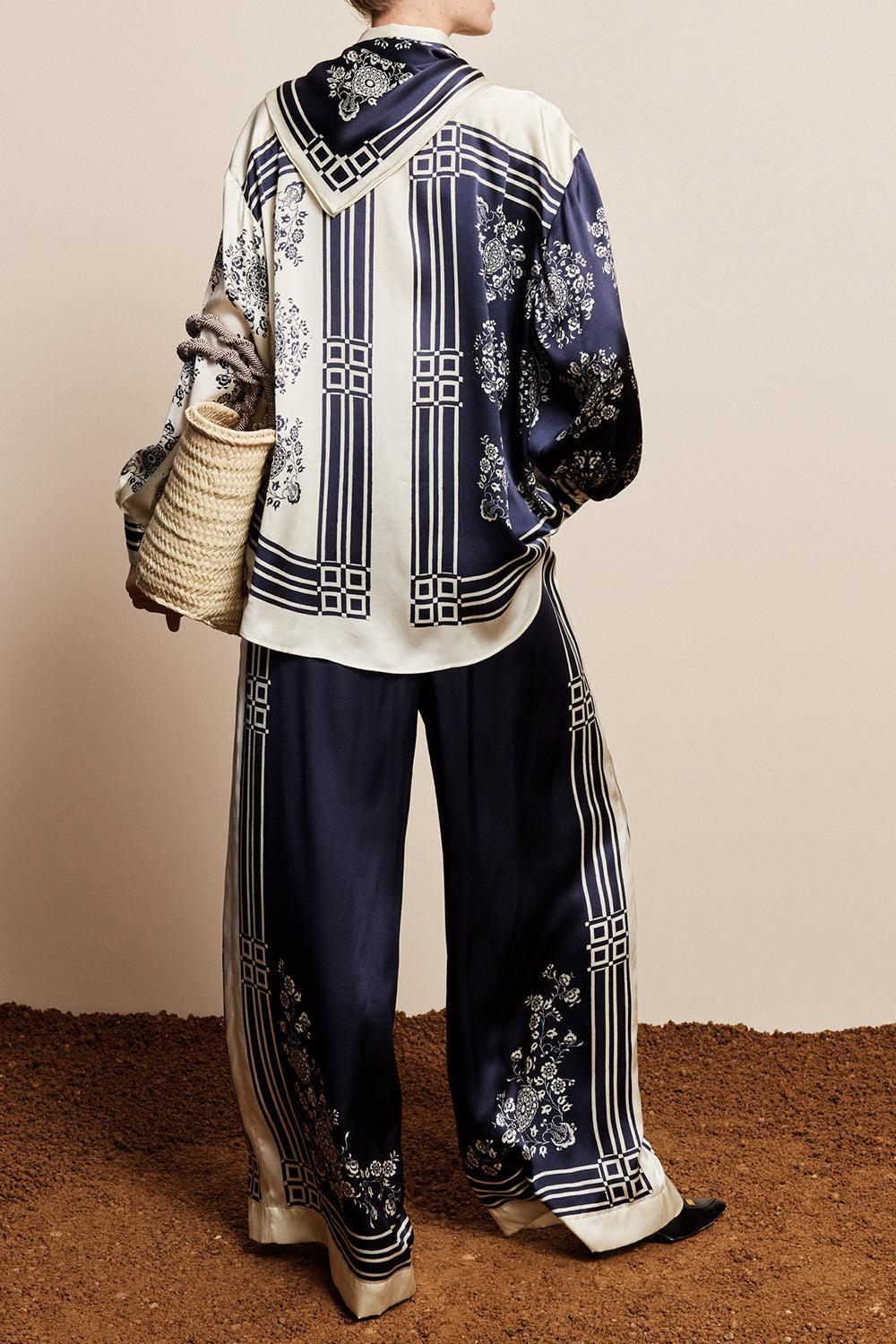 Banderra Scarf Shirt-BLUE-0-CLOTHINGTOPBLOUSE-ALEMAIS
