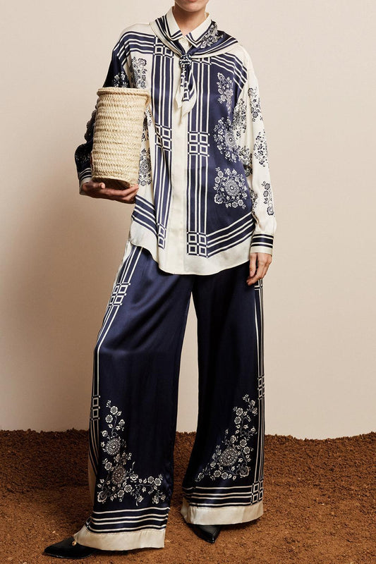 Banderra Scarf Shirt-BLUE-0-CLOTHINGTOPBLOUSE-ALEMAIS