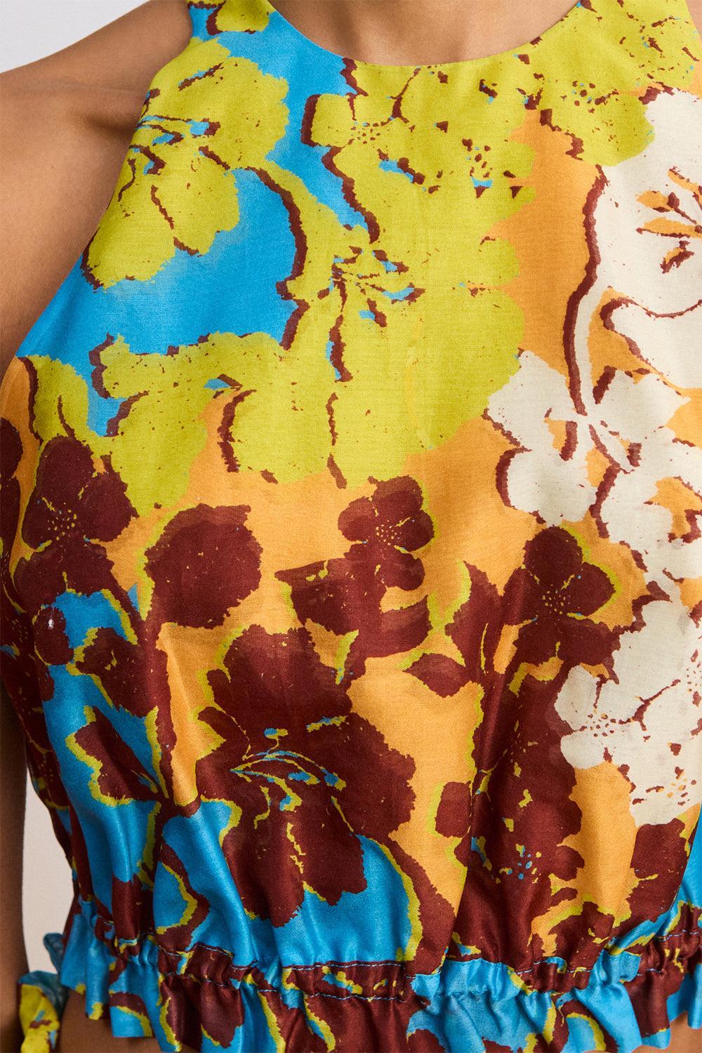 Splice Crop Top-FLORAL-2-CLOTHINGTOPBLOUSE-ALEMAIS