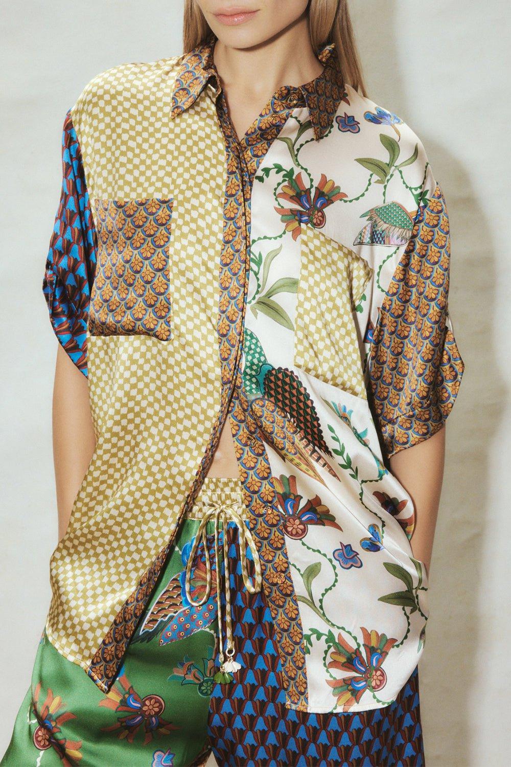 ALEMAIS-Birdie Spliced Shirt-