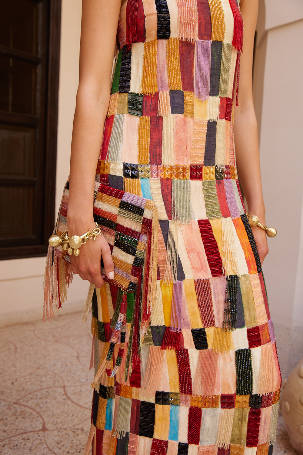 Marjorelle Bead Tassel Clutch