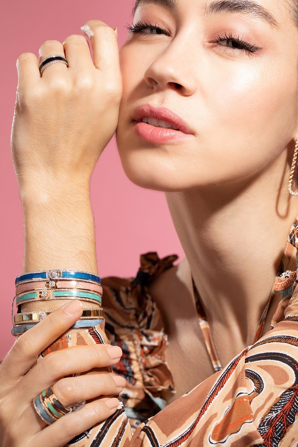ALESSA JEWELRY-Paraiba Spectrum Border Bracelet-ROSE GOLD