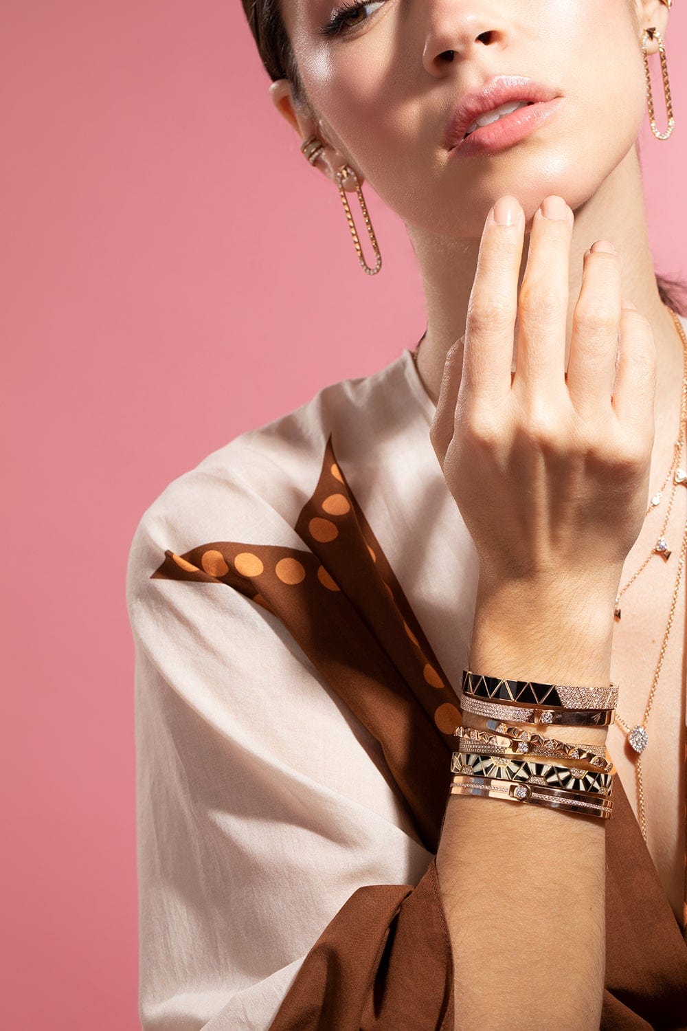 ALESSA JEWELRY-Pave Half Devotion Bracelet-ROSE GOLD