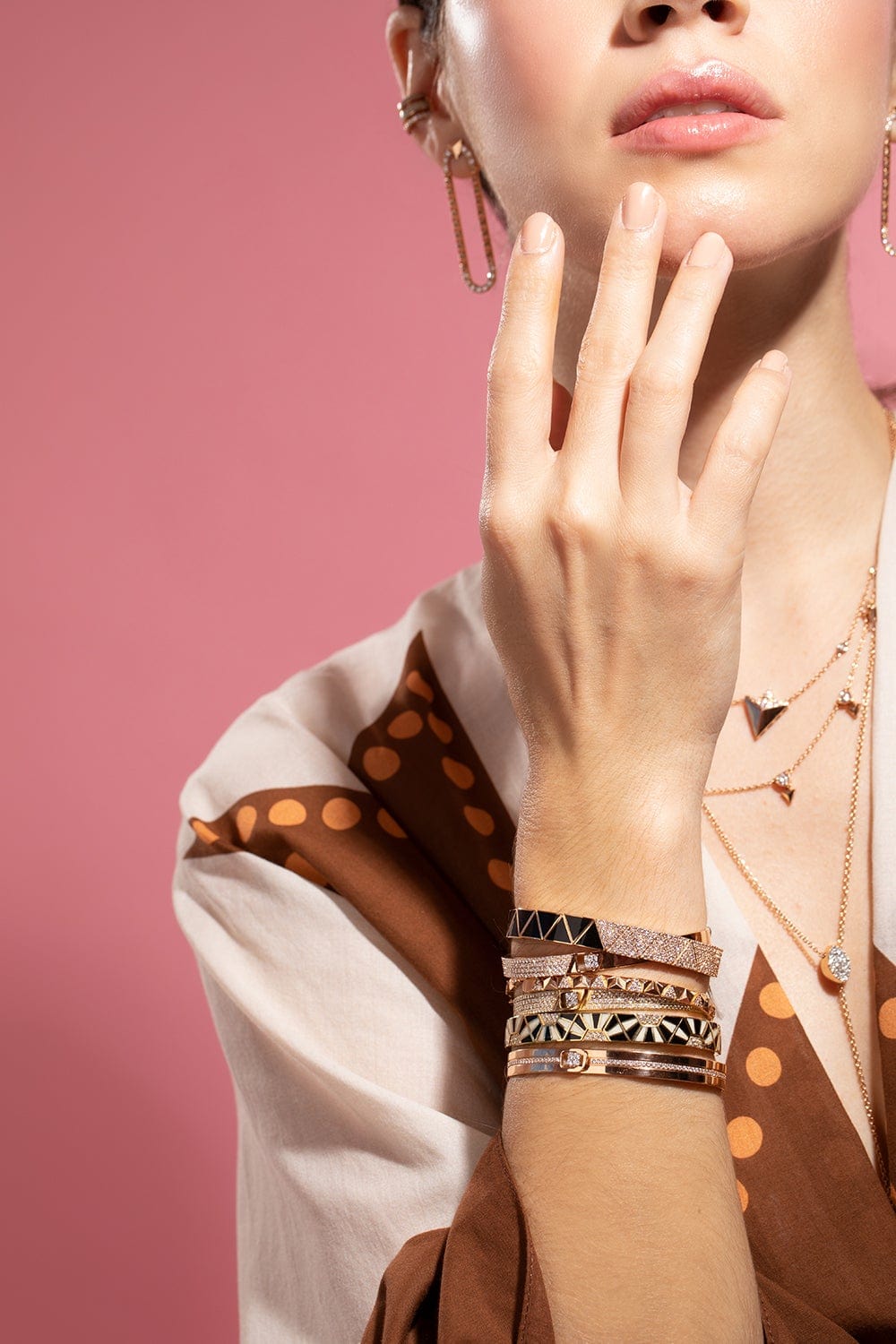 ALESSA JEWELRY-Pave Half Devotion Bracelet-ROSE GOLD