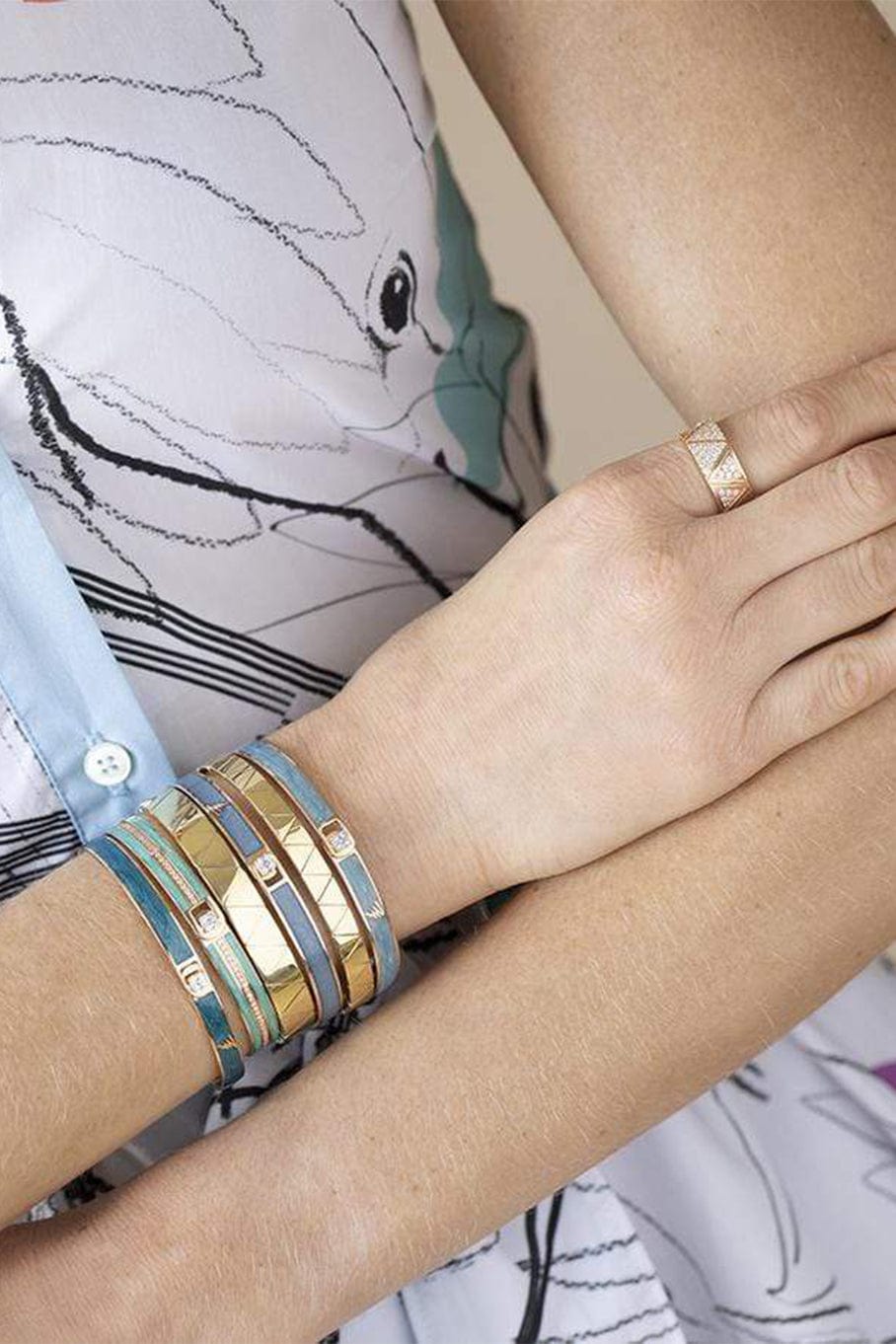 ALESSA JEWELRY-Spectrum Enamel and Diamond Bracelet-ROSE GOLD