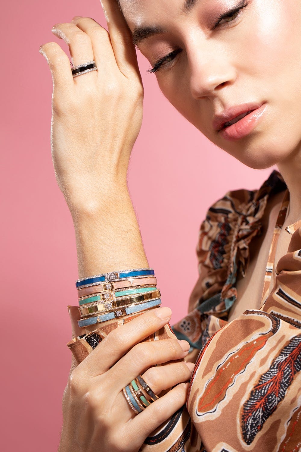 ALESSA JEWELRY-Blue Spectrum Border Bracelet-WHITE GOLD