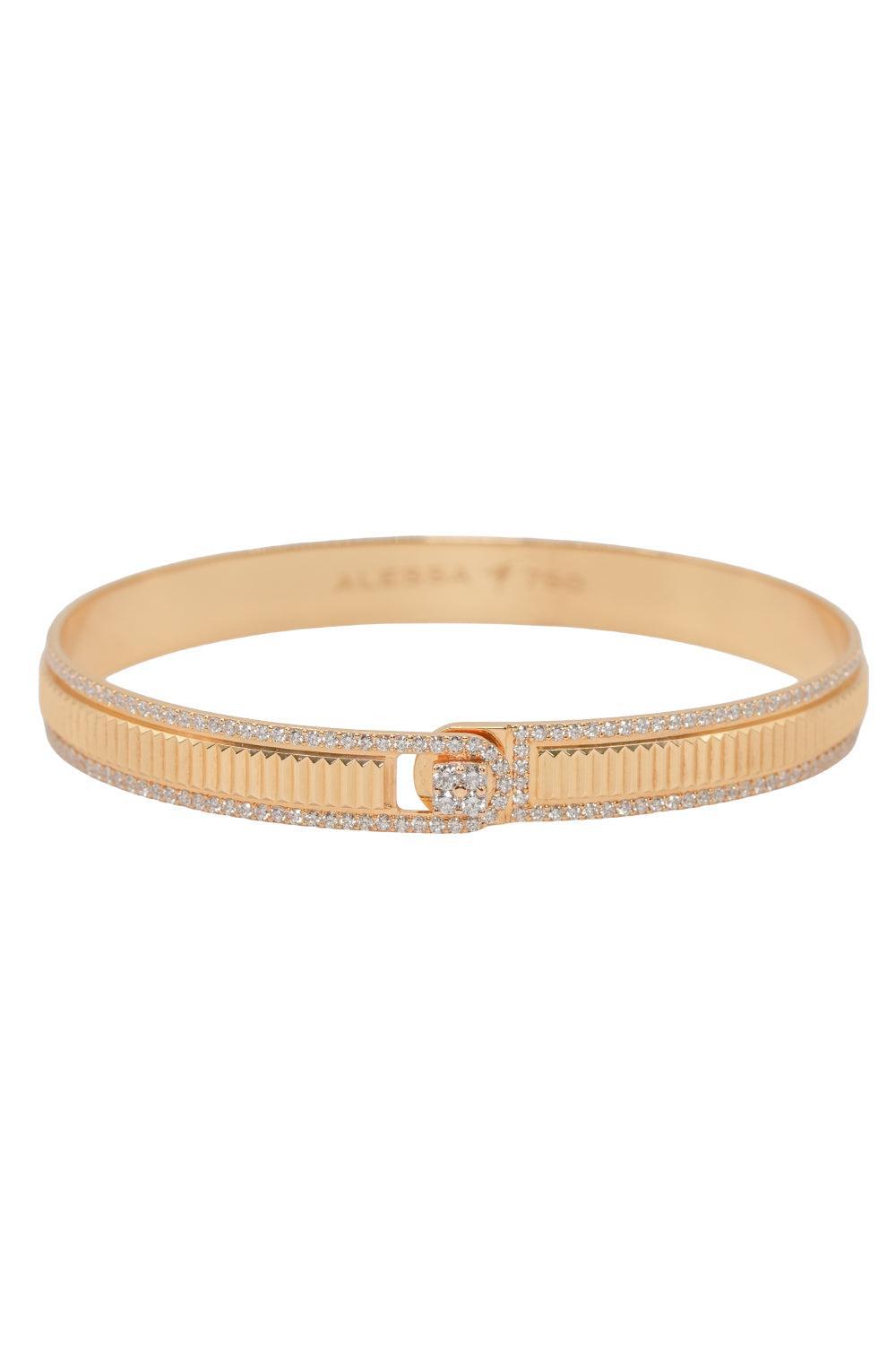 Diamond Bevel Edge Bracelet-YELLOW GOLD-16-JEWELRYFINE JEWELBRACELET O-ALESSA JEWELRY